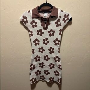 RSQ Floral Knit Dress - Brown and Cream